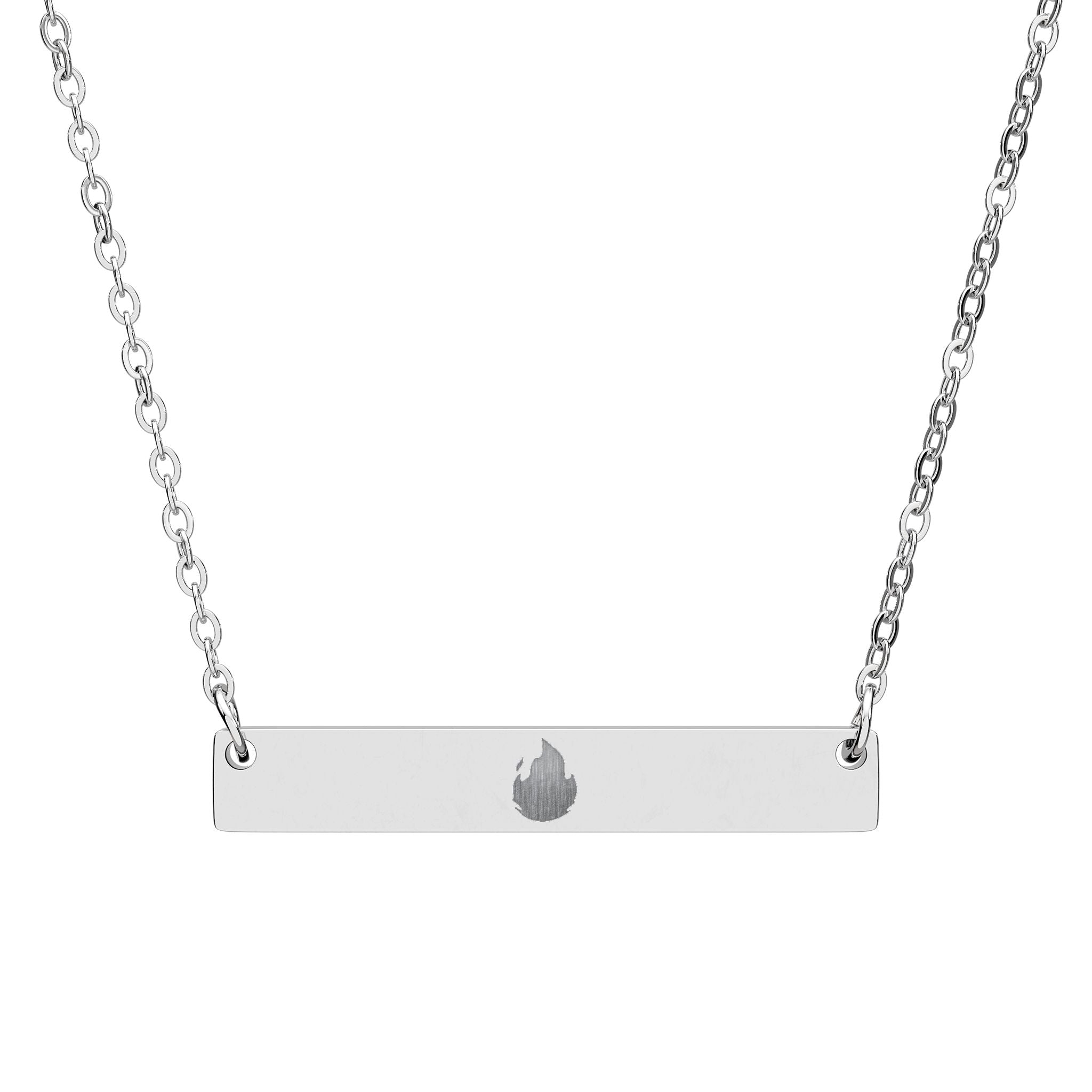 Engravable Horizontal Bar Necklace — Personalized Minimalist Name/Initial Pendant