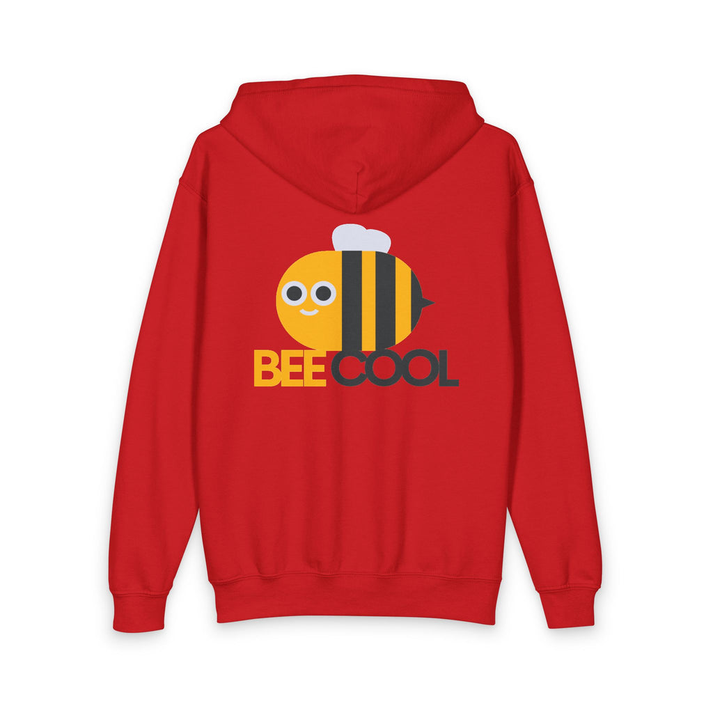 Bee Cool Youth Zip Hoodie — Cute Yellow Bee Graphic Kids Zip-Up