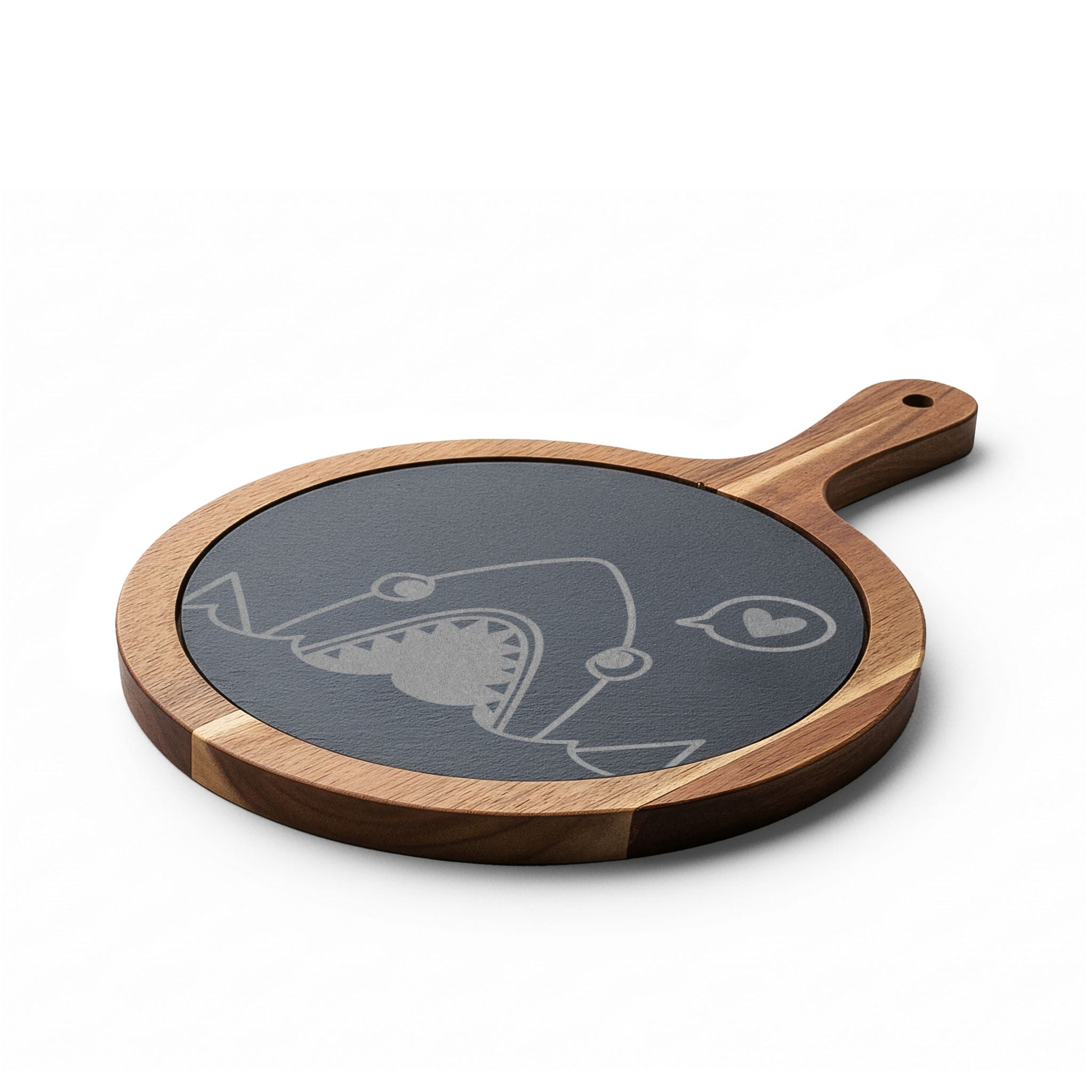 Engraved Shark Charcuterie Board with Slate Inlay — Cheese Serving Set