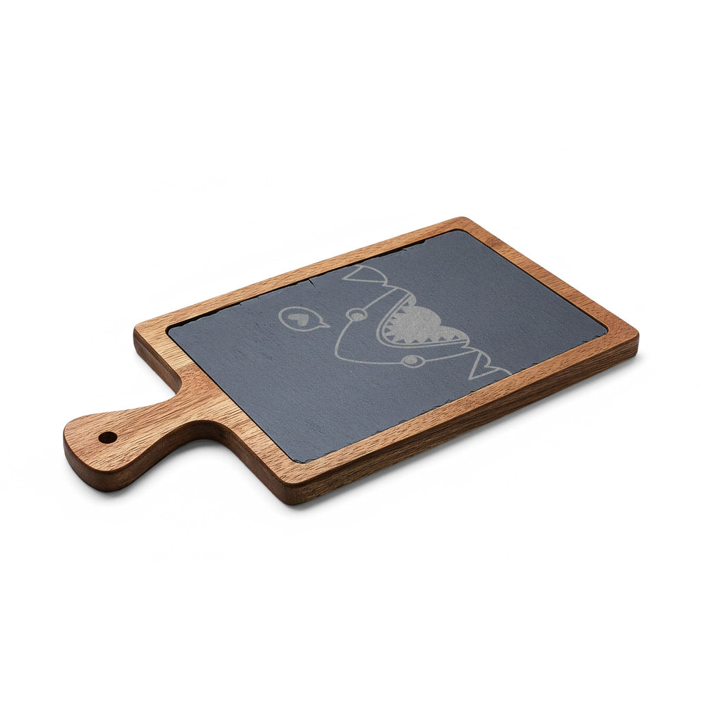 Engraved Shark Charcuterie Board with Slate Inlay — Cheese Serving Set