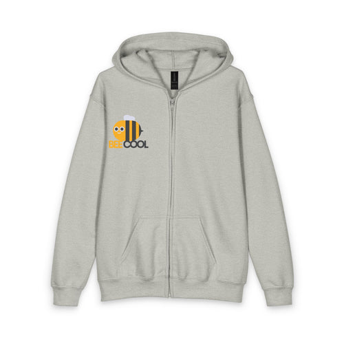 Bee Cool Youth Zip Hoodie — Cute Yellow Bee Graphic Kids Zip-Up