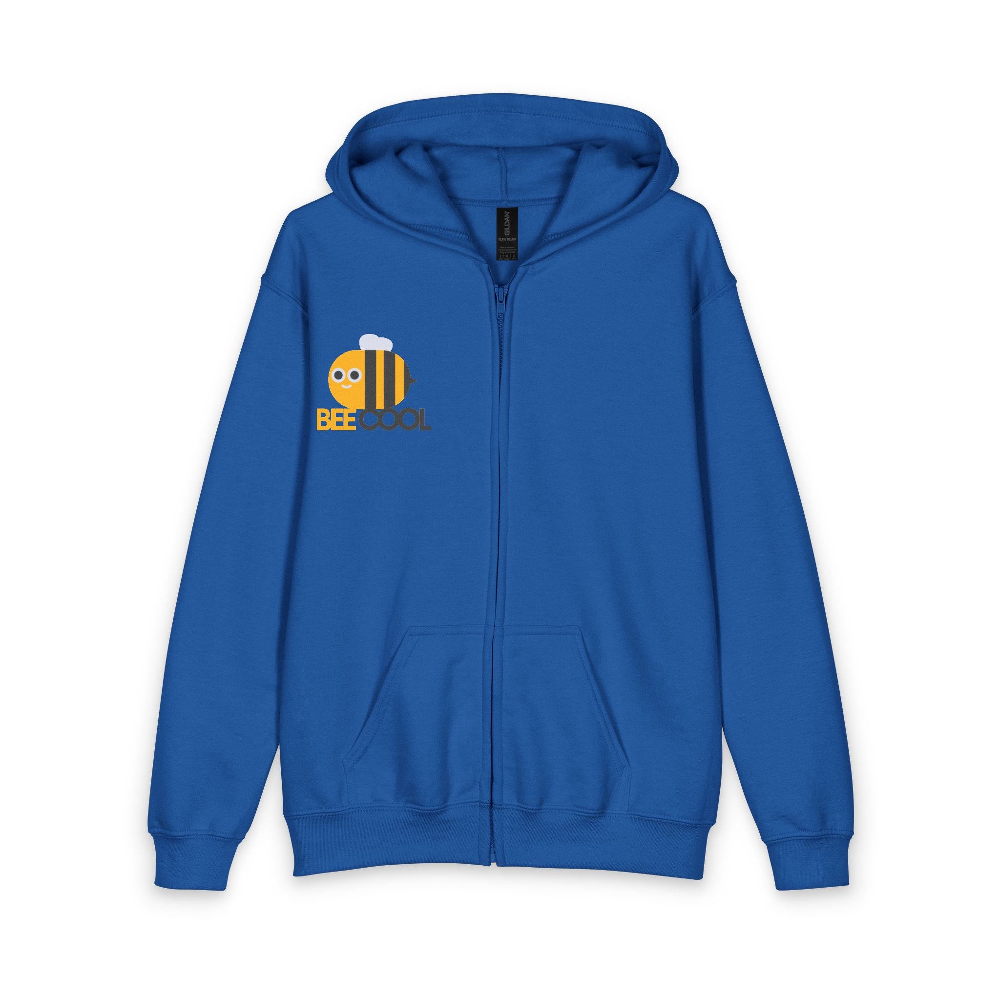Bee Cool Youth Zip Hoodie — Cute Yellow Bee Graphic Kids Zip-Up