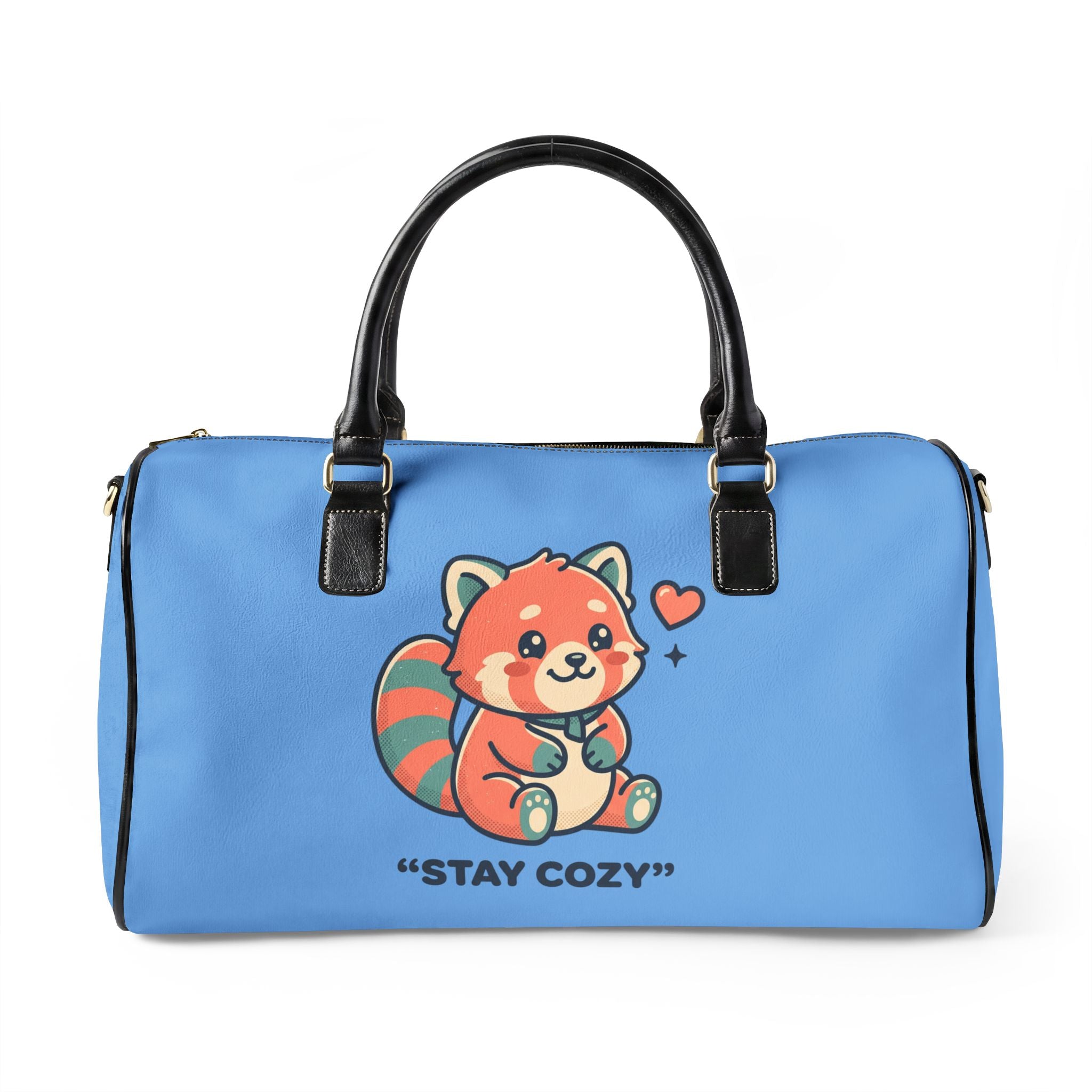 Leather Travel Bag - Stay Cozy Raccoon