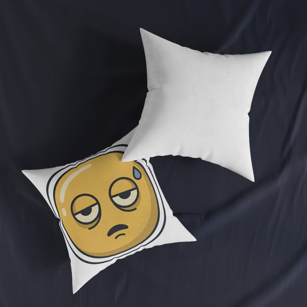 Square Pillow - Exhausted Emoji