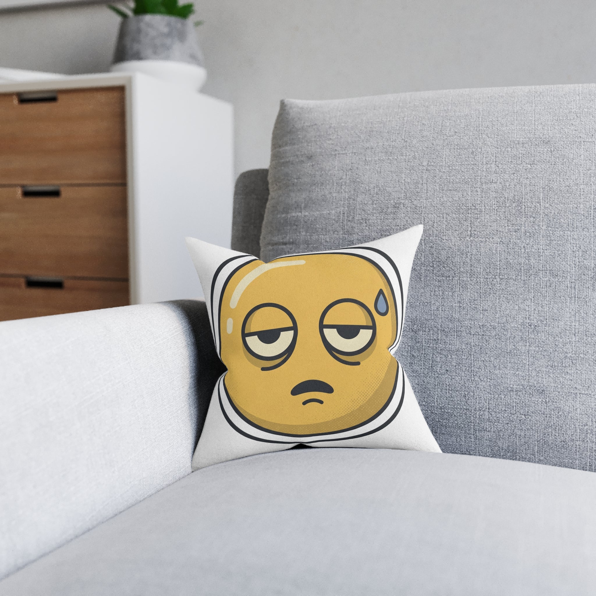 Square Pillow - Exhausted Emoji