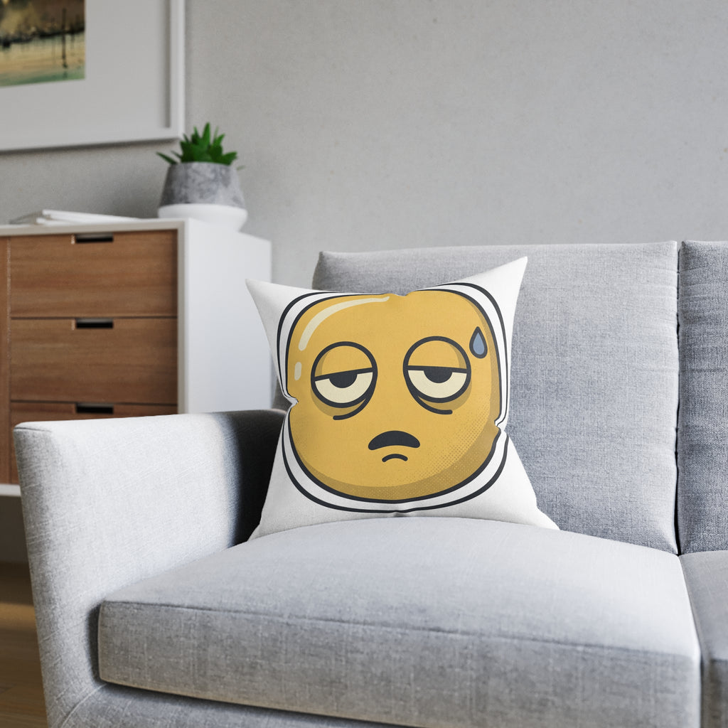 Square Pillow - Exhausted Emoji