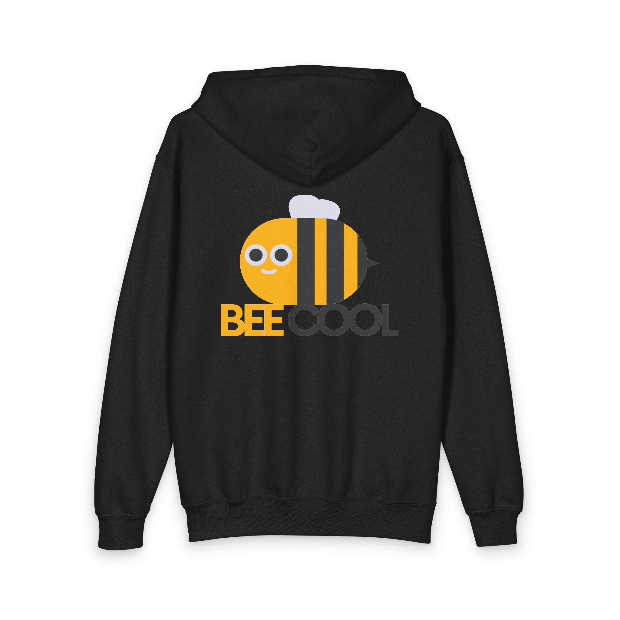 Bee Cool Youth Zip Hoodie — Cute Yellow Bee Graphic Kids Zip-Up