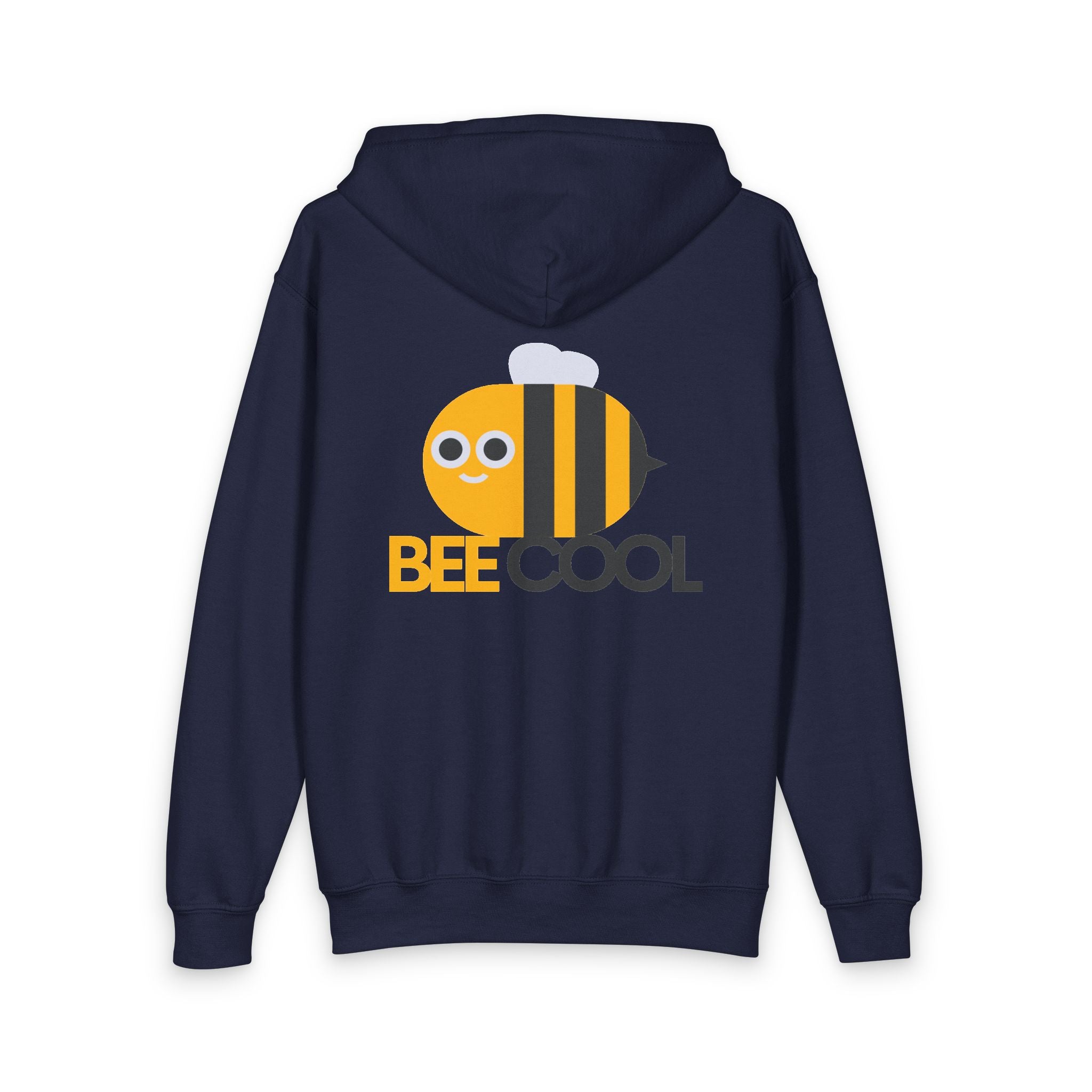 Bee Cool Youth Zip Hoodie — Cute Yellow Bee Graphic Kids Zip-Up