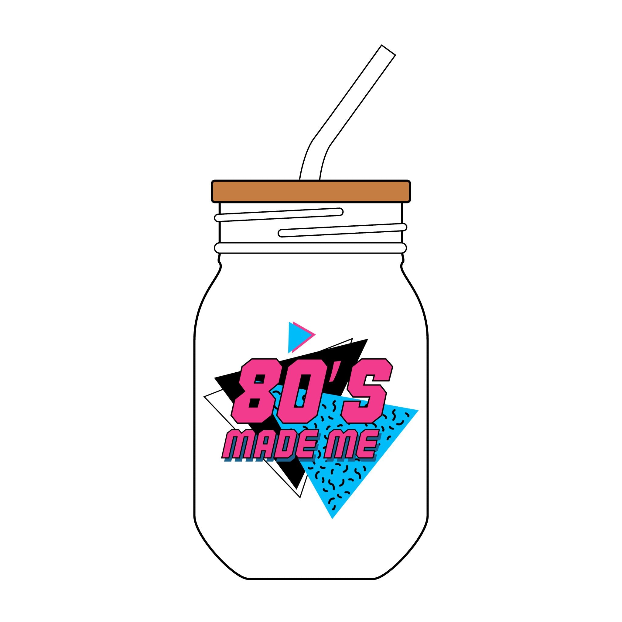 80's Made Me Sipper Glass with Straw, 16oz — Engraved Drinkware
